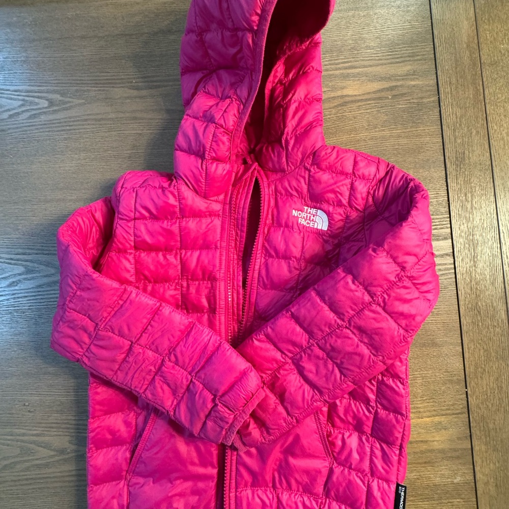 The North Face Hot Pink Quilted Kids Hooded Jacket